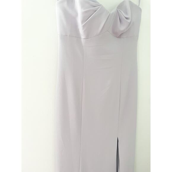 NWT Amsale Angie Bridesmaid Dress Size 10 Gray Dove Crepe Maxi Formal Wedding - Picture 3 of 10